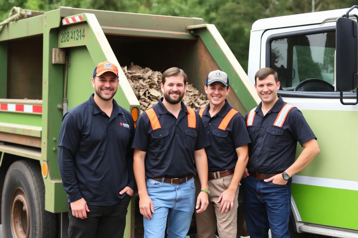 Countrywide Dumpster Rental Florence crew standing beside a roll-off truck